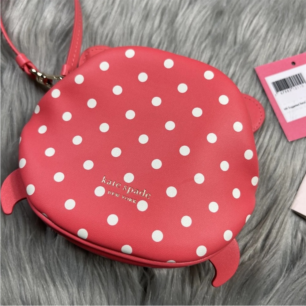 Kate Spade Shelly Crab Novelty Fun Wristlet Purse Peach Melba Polka dot - Picture 11 of 14